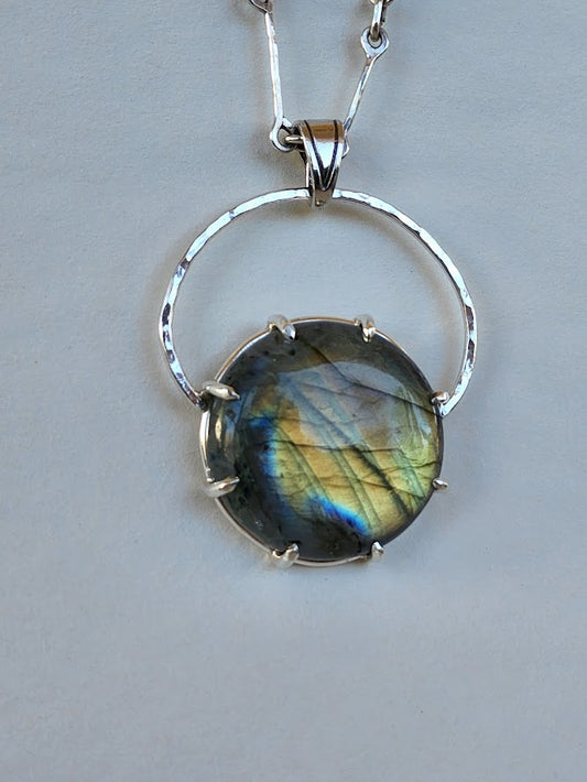 Labradorite Halo Pendant