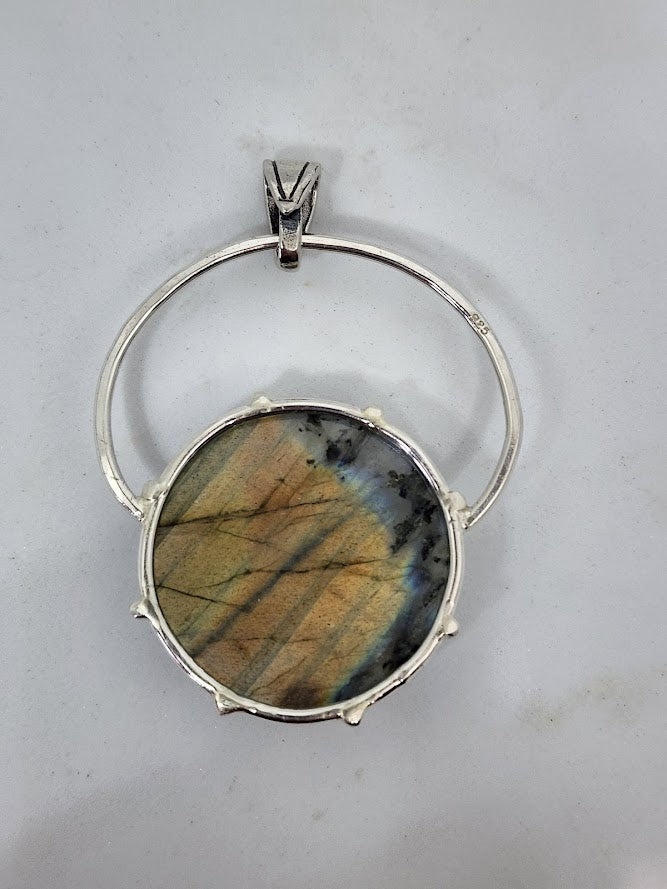 Labradorite Halo Pendant