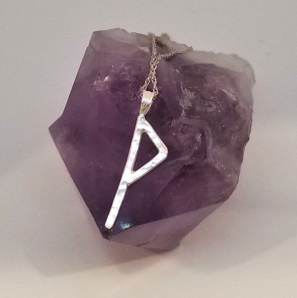 Wunjo Rune Sterling Silver Pendant - Elder Futhark Runes