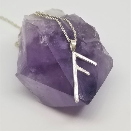Ansuz Rune Sterling Silver Pendant - Wisdom, Healing, Communication, Inspiration - Elder Futhark Runes