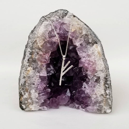 Fehu Sterling Silver Rune Pendant - Wealth, Luck, Abundance - Elder Futhark Runes