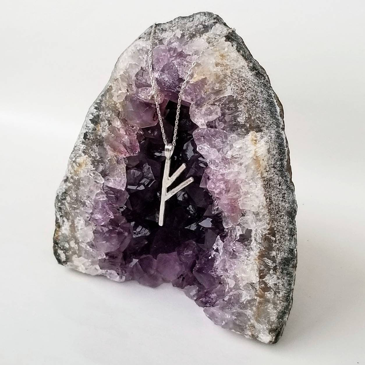 Fehu Sterling Silver Rune Pendant - Wealth, Luck, Abundance - Elder Futhark Runes
