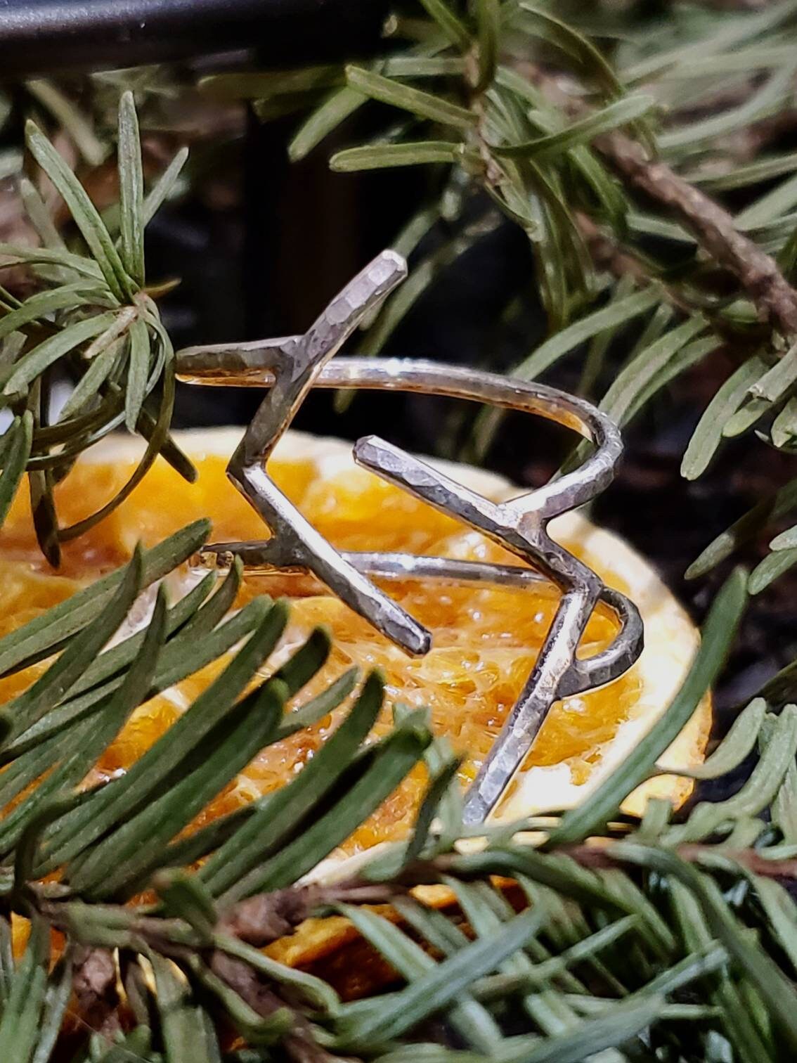 Jera Sterling Silver Rune Ring - Harvest and Reward, Peace, Fertility - Elder Futhark Runes - Made to Order