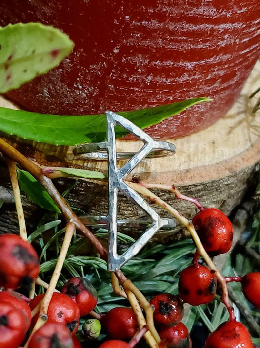 Berkano Berkana Sterling Silver Rune Ring - Healing, Rebirth, Growth - Elder Futhark Runes - Made to Order