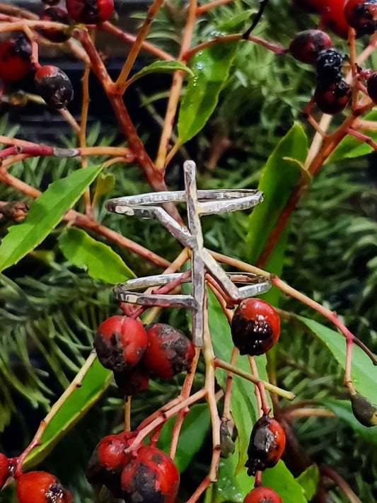 Nyedis Nauthiz Sterling Silver Rune Ring - Independence, Hard Work - Elder Futhark Runes - Made to Order