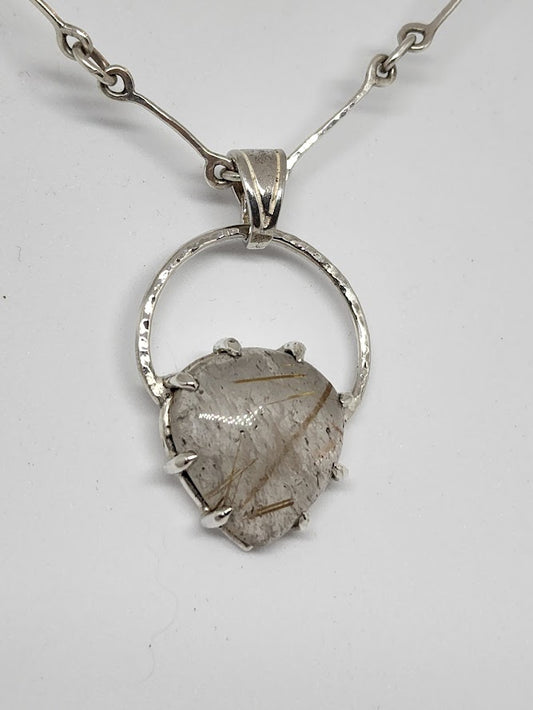 Rutilated Quartz Halo Pendant