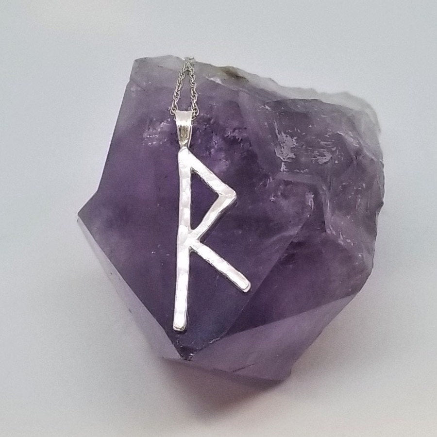 Raido Raidho Rune Sterling Silver Pendant - Movement, Journeys, Opportunities - Elder Futhark Runes