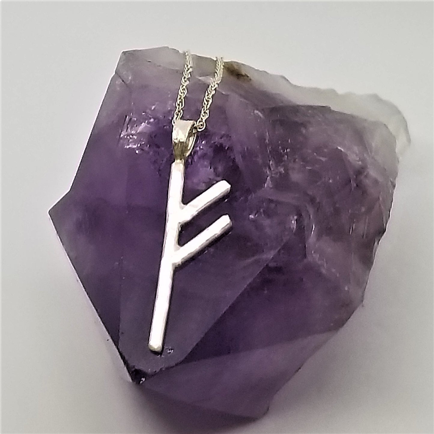 Fehu Sterling Silver Rune Pendant - Wealth, Luck, Abundance - Elder Futhark Runes