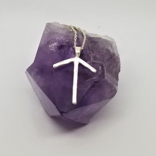 Teiwaz Tiwaz Rune Sterling Silver Pendant - Elder Futhark Runes