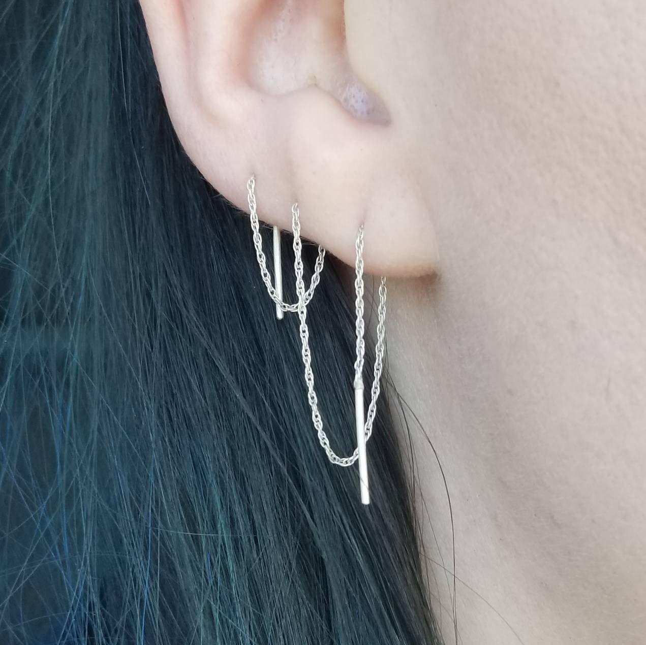 Straight End Sterling Silver Twist Chain Threaders