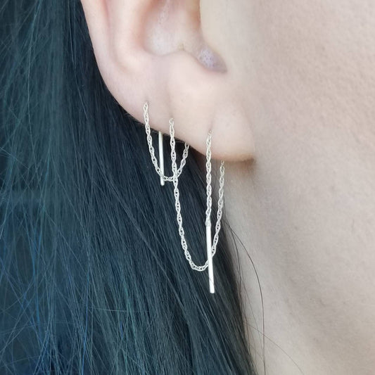 Straight End Sterling Silver Twist Chain Threaders