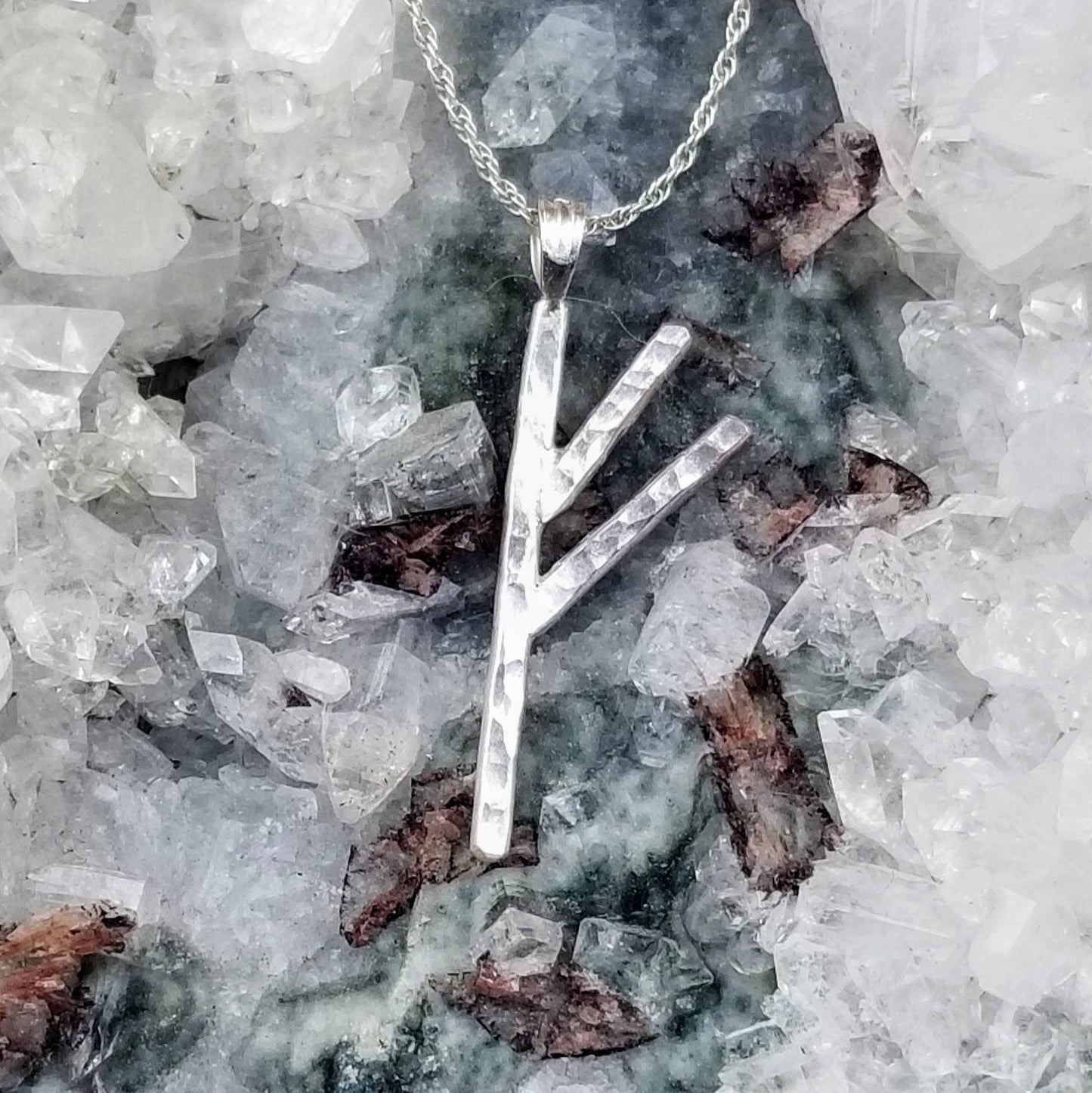 Fehu Sterling Silver Rune Pendant - Wealth, Luck, Abundance - Elder Futhark Runes