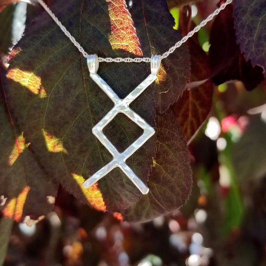 Ingwaz Inguz Rune Sterling Silver Pendant - Fertility, Growth, New Beginnings - Elder Futhark Runes