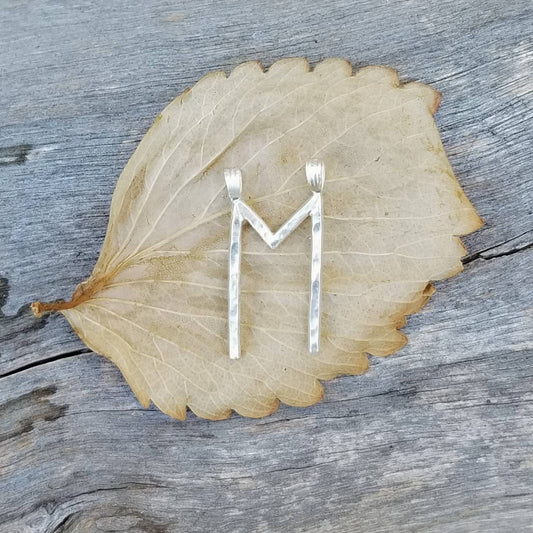 Ehwaz Horse Rune Sterling Silver Pendant - Elder Futhark Runes