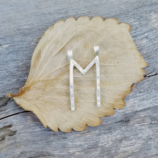 Ehwaz Horse Rune Sterling Silver Pendant - Elder Futhark Runes