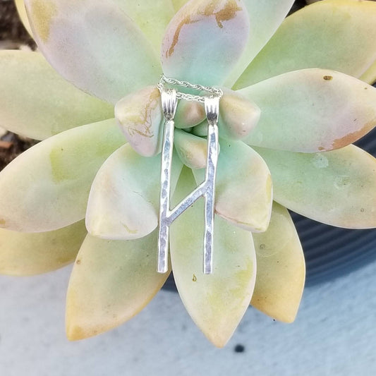 Hagalaz Hail Rune Sterling Silver Pendant - Change, Transformation, Hailstorm, Loss - Elder Futhark Runes