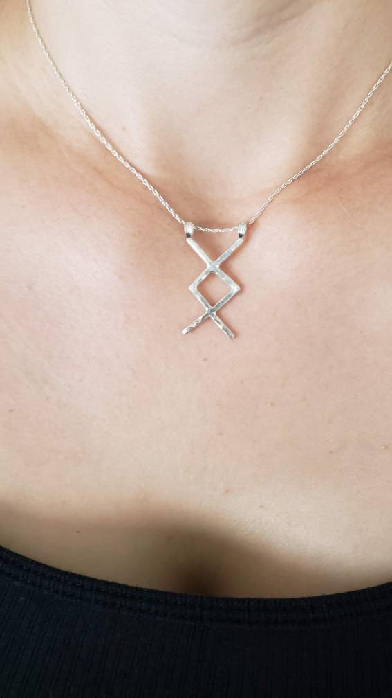 Ingwaz Inguz Rune Sterling Silver Pendant - Fertility, Growth, New Beginnings - Elder Futhark Runes