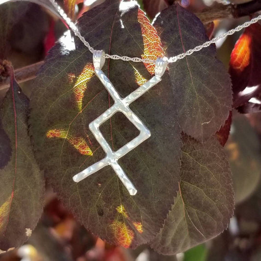 Ingwaz Inguz Rune Sterling Silver Pendant - Fertility, Growth, New Beginnings - Elder Futhark Runes