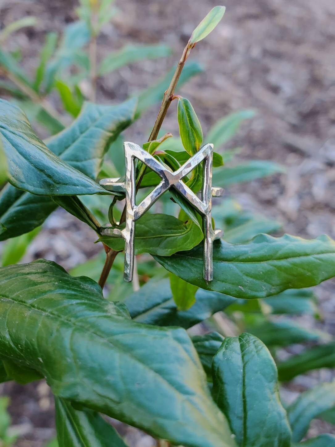Mannaz Sterling Silver Rune Ring - Self-Improvement, Mankind, Mastery - Elder Futhark Runes - Made to Order