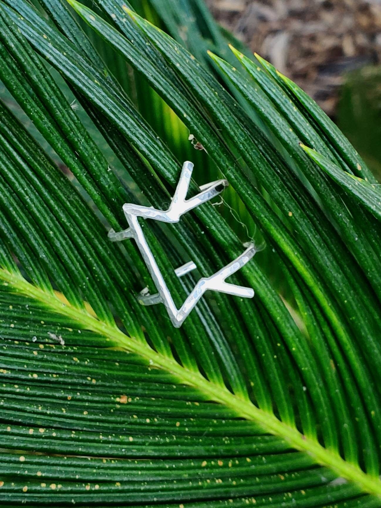 Pertho Perthro Sterling Silver Rune Ring - Luck, Chance, The Unknown - Elder Futhark Runes - Made to Order