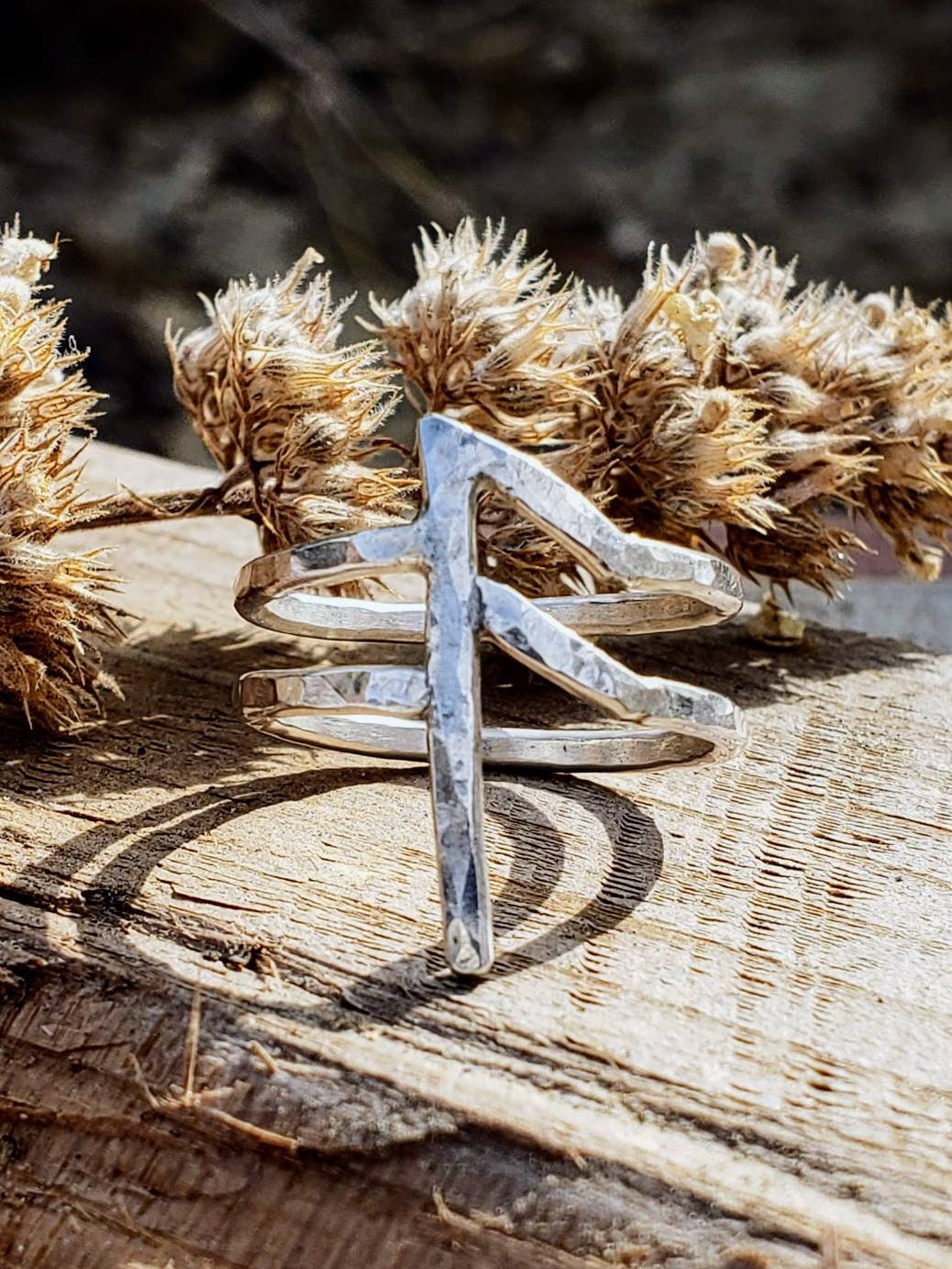 Ansuz Sterling Silver Rune Ring - Wisdom, Healing, Communication, Inspiration - Elder Futhark Runes - Made to Order