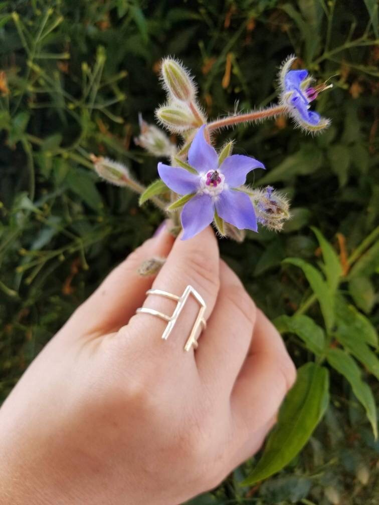 Uruz Sterling Silver Rune Ring - Physical Health, Strength, Courage - Elder Futhark Runes - Made to Order