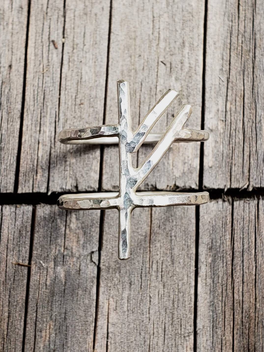 Fehu Sterling Silver Rune Ring - Wealth, Luck, Abundance