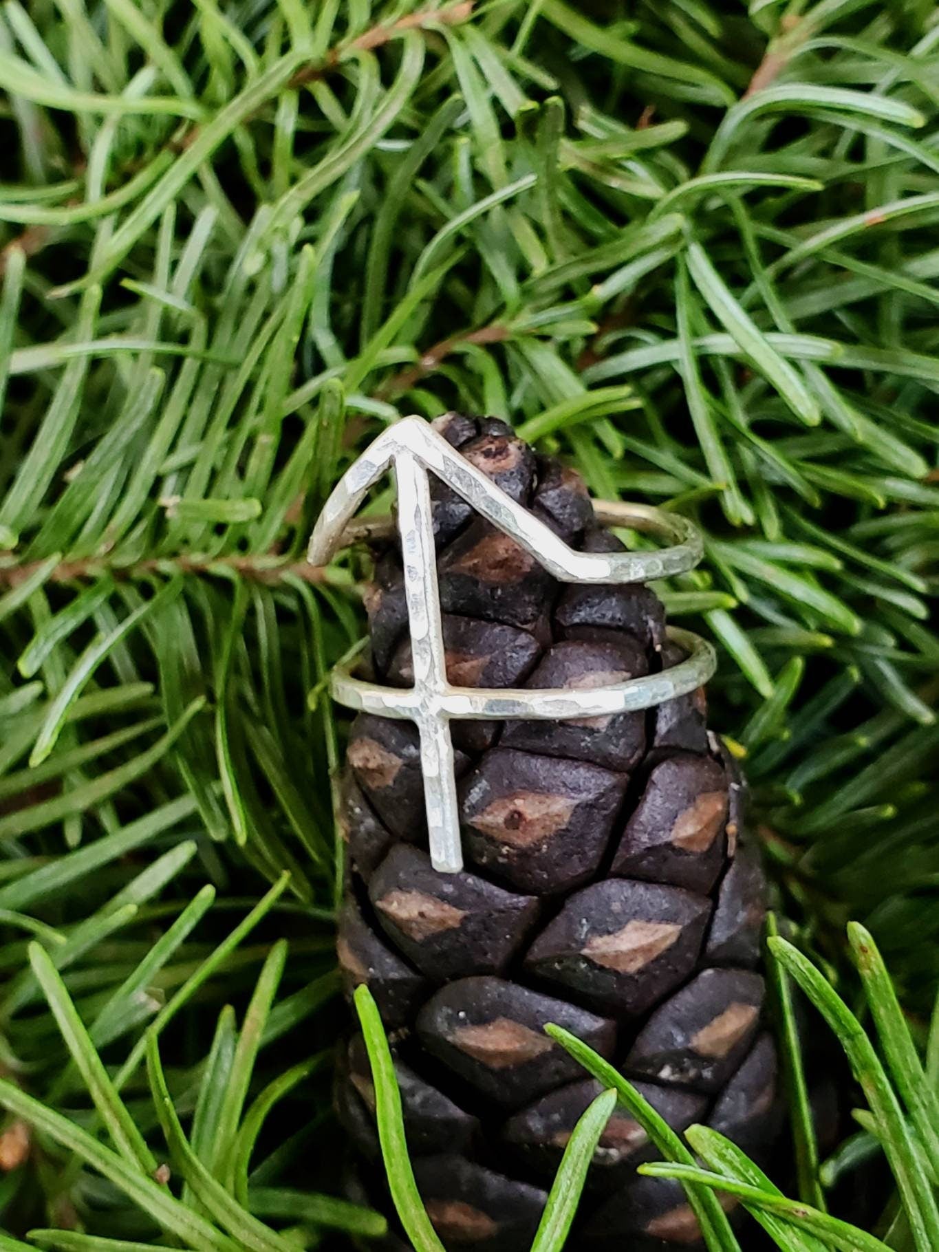 Teiwaz Tiwaz Sterling Silver Rune Ring - Rightness,  Guide, Balance - Elder Futhark Runes - Made to Order