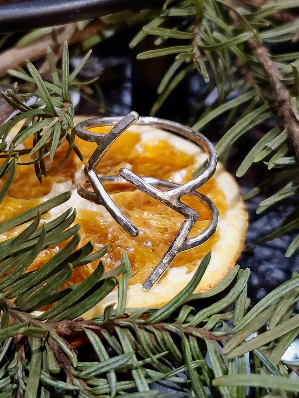 Jera Sterling Silver Rune Ring - Harvest and Reward, Peace, Fertility - Elder Futhark Runes - Made to Order
