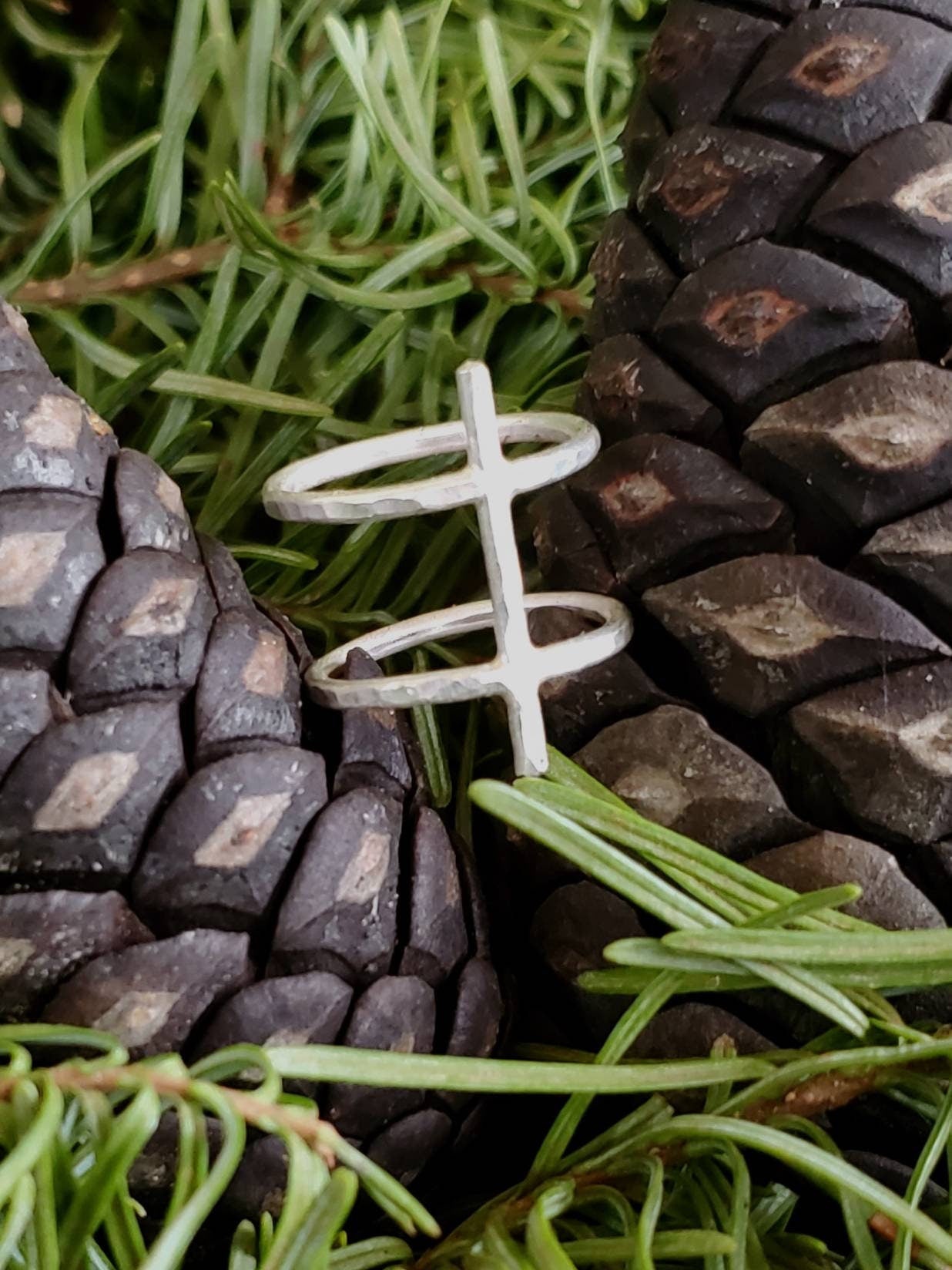 Ise Isa Sterling Silver Rune Ring - Stillness, Self Control, Focus - Elder Futhark Runes - Made to Order