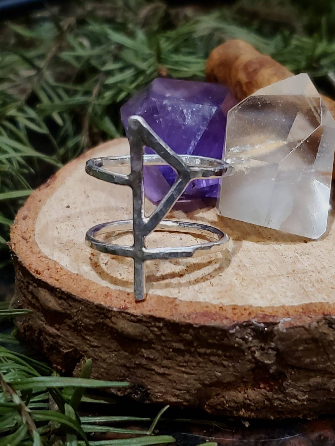 Wunjo Rune Sterling Silver Ring - Joy, Self Esteem, Boundaries - Elder Futhark Runes - Made to Order