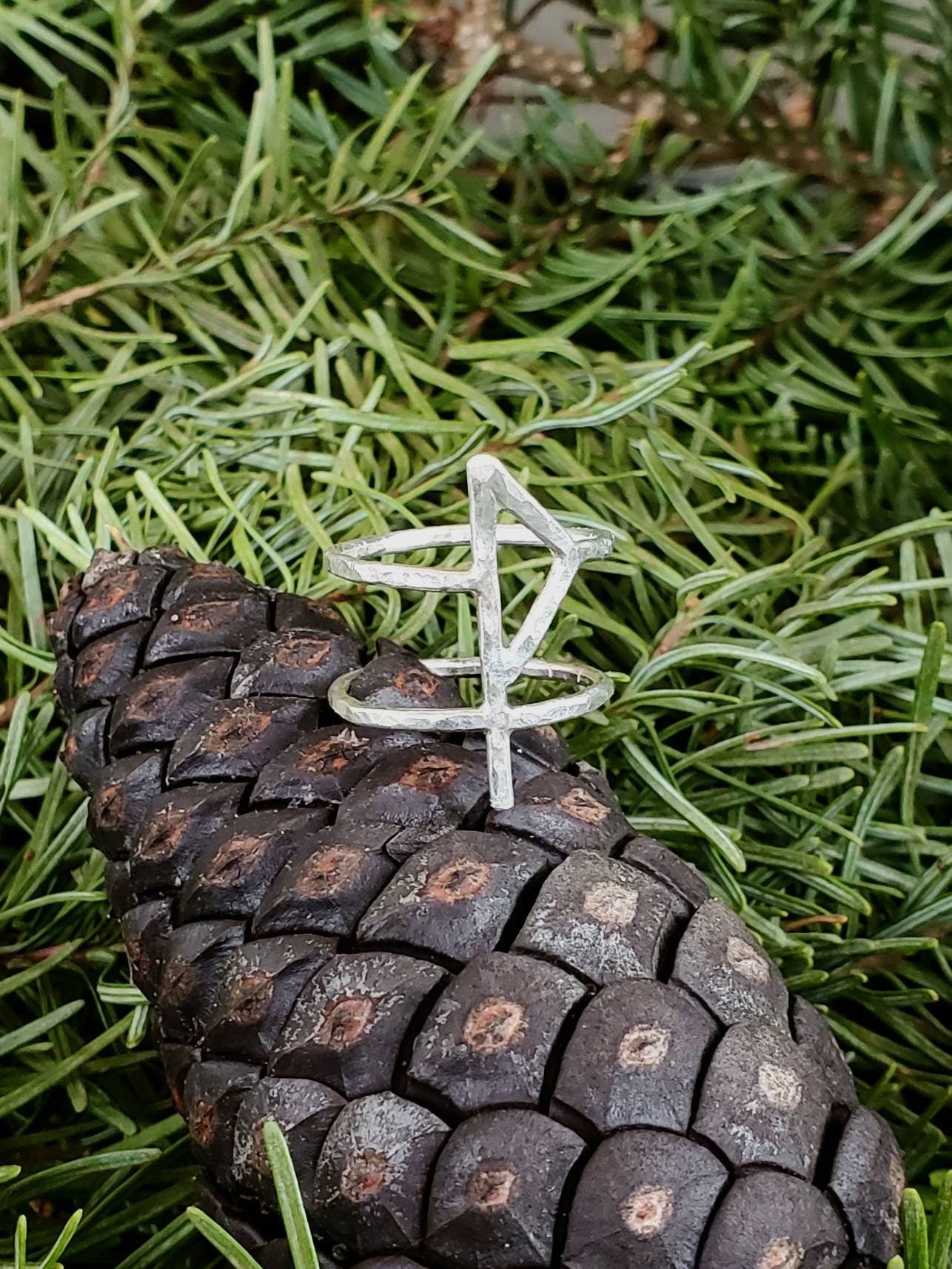 Wunjo Rune Sterling Silver Ring - Joy, Self Esteem, Boundaries - Elder Futhark Runes - Made to Order