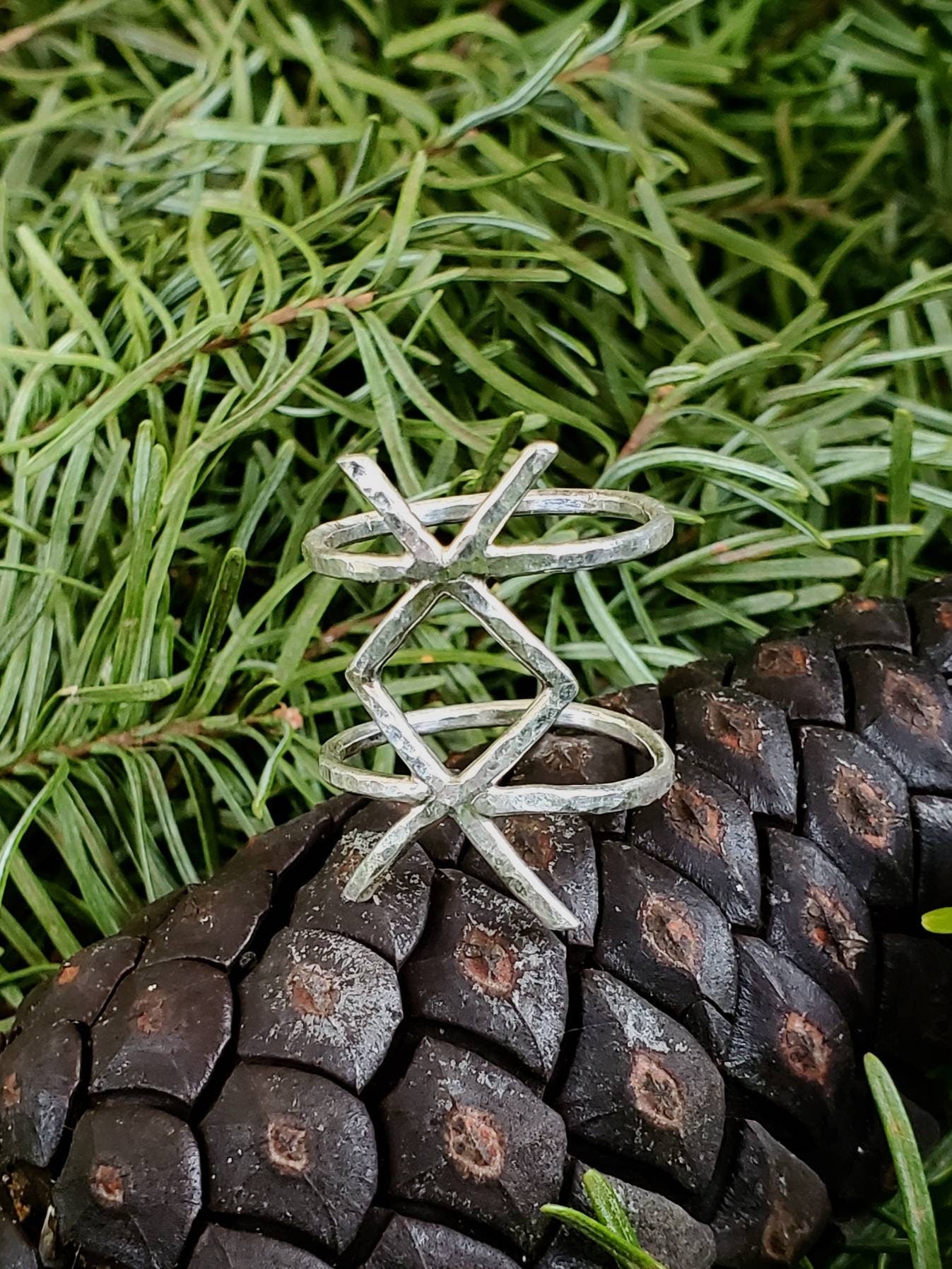 Inguz Ingwaz Sterling Silver Rune Ring - Fertility, Growth, New Beginnings - Elder Futhark Runes - Made to Order