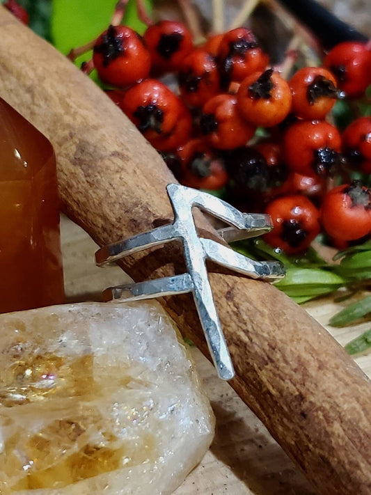 Ansuz Sterling Silver Rune Ring - Wisdom, Healing, Communication, Inspiration - Elder Futhark Runes - Made to Order