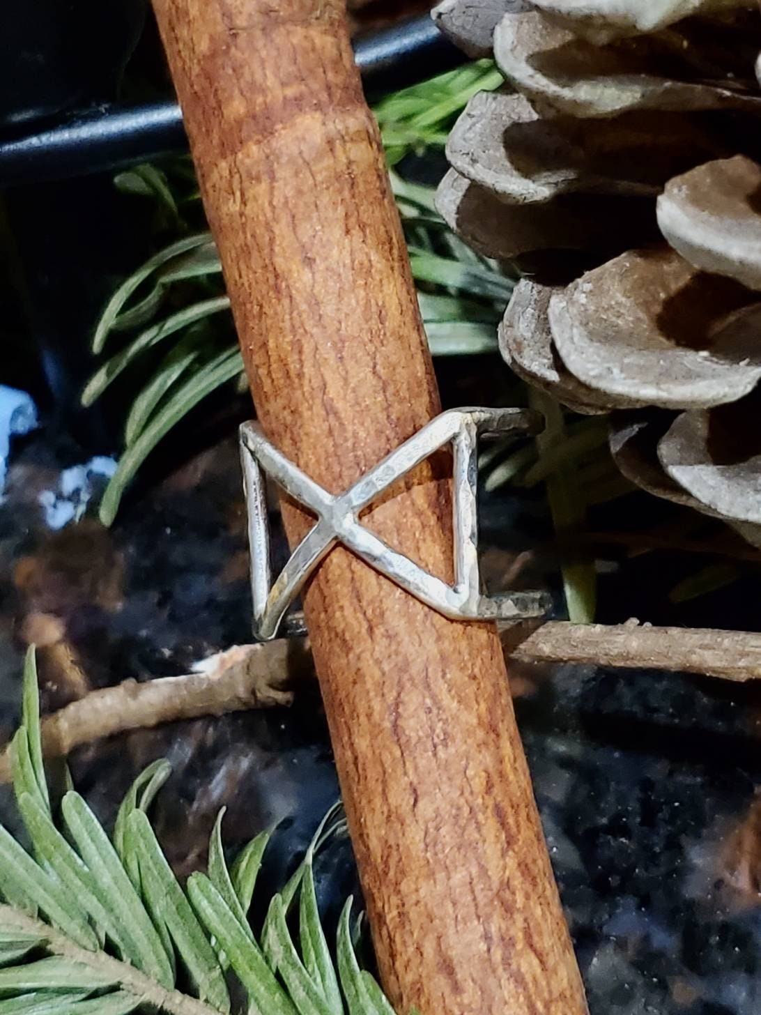 Dagaz Sterling Silver Rune Ring - Dawning, Breakthroughs, New Beginnings - Elder Futhark Runes - Made to Order