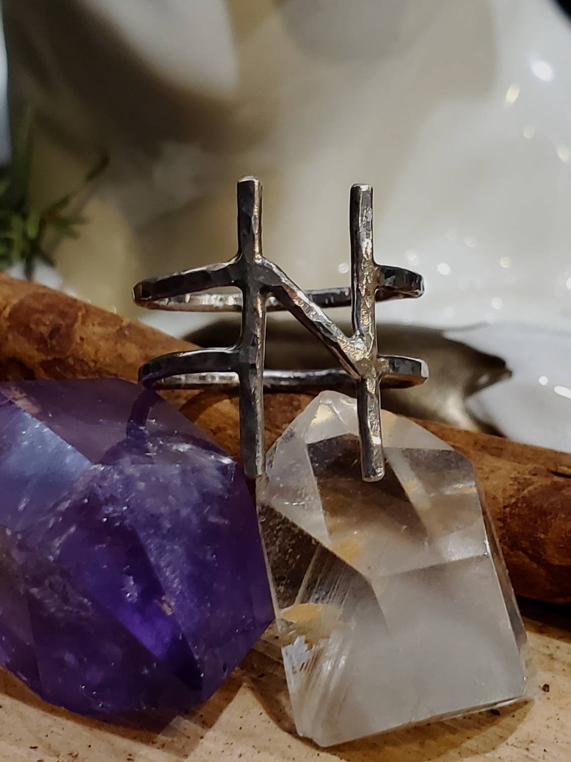 Hagalaz Hail Sterling Silver Rune Ring - Change, Transformation, Hailstorm, Loss - Elder Futhark Runes - Made to Order