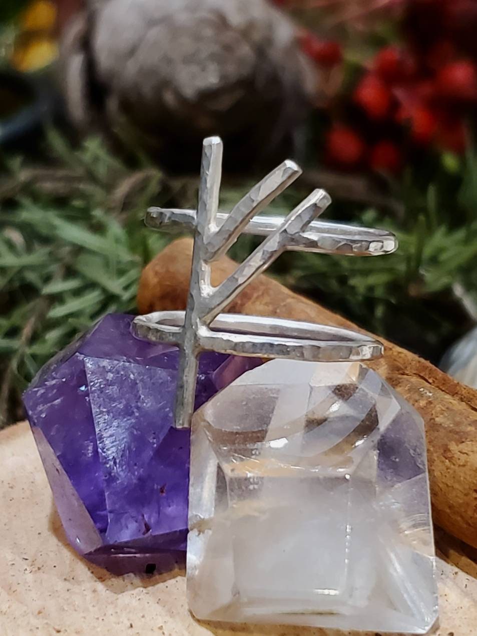 Fehu Sterling Silver Rune Ring - Wealth, Luck, Abundance