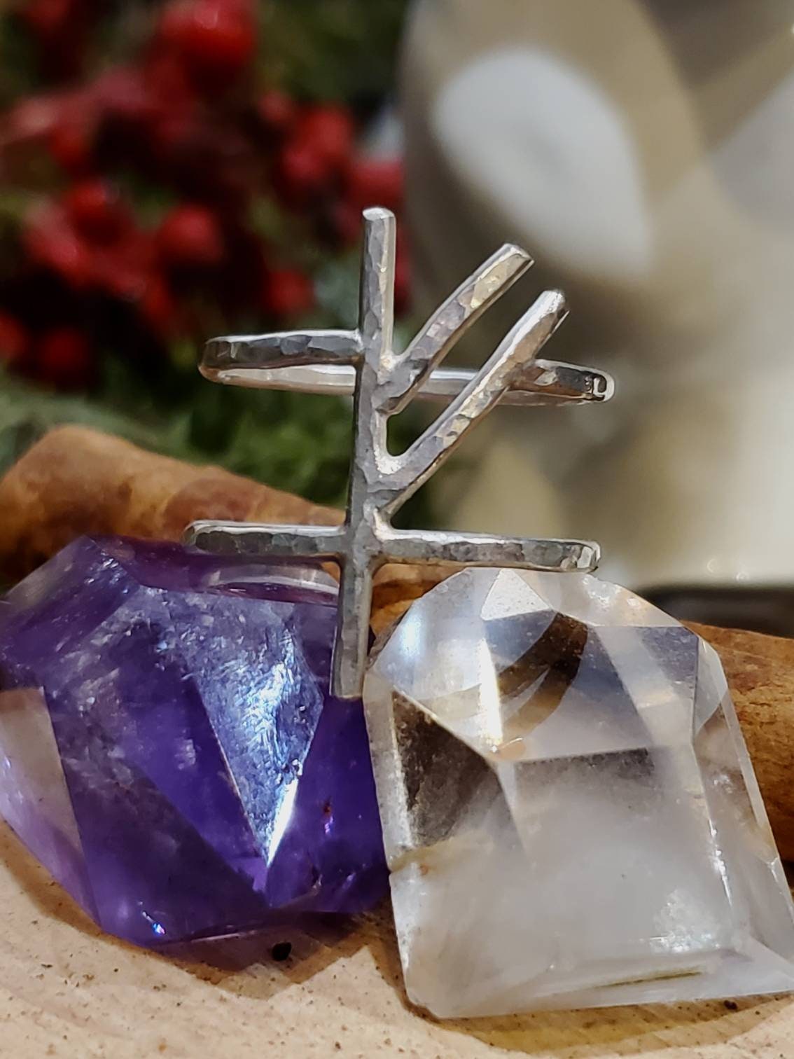 Fehu Sterling Silver Rune Ring - Wealth, Luck, Abundance