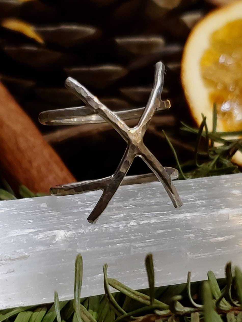 Gebo Gift Sterling Silver Rune Ring - Love, Generosity, Partnership, Unity, Gift - Elder Futhark Runes - Made to Order