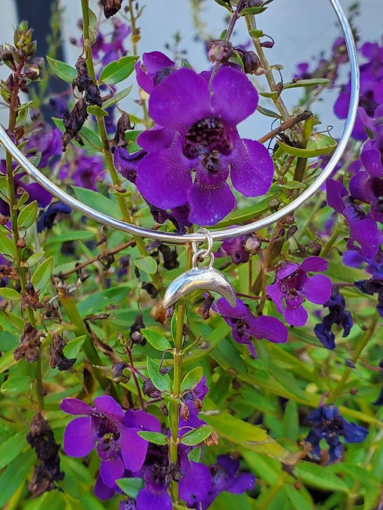 Sterling Silver Moon Charm Bangle