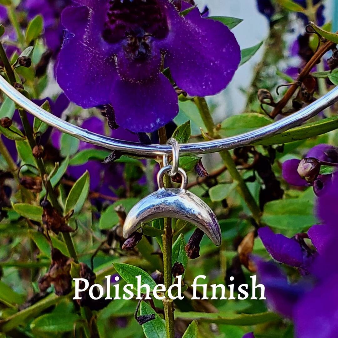 Sterling Silver Moon Charm Bangle