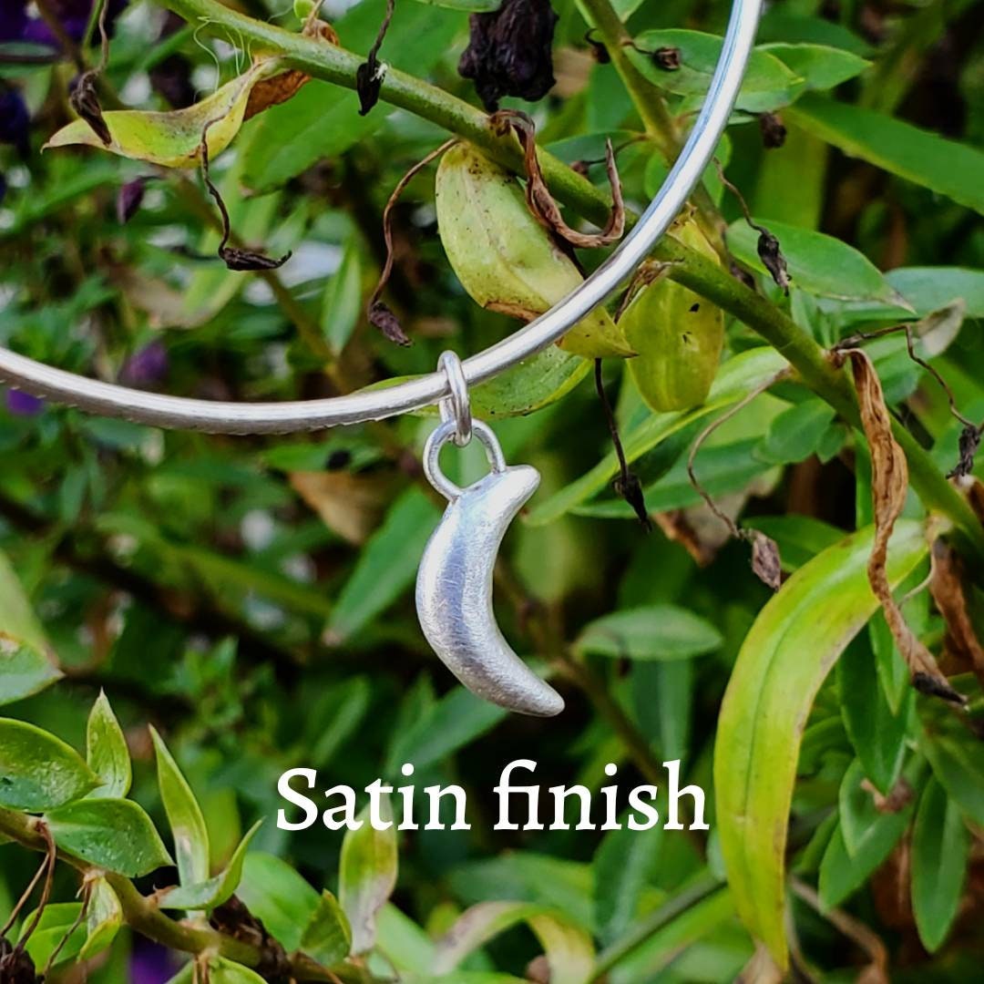 Sterling Silver Moon Charm Bangle