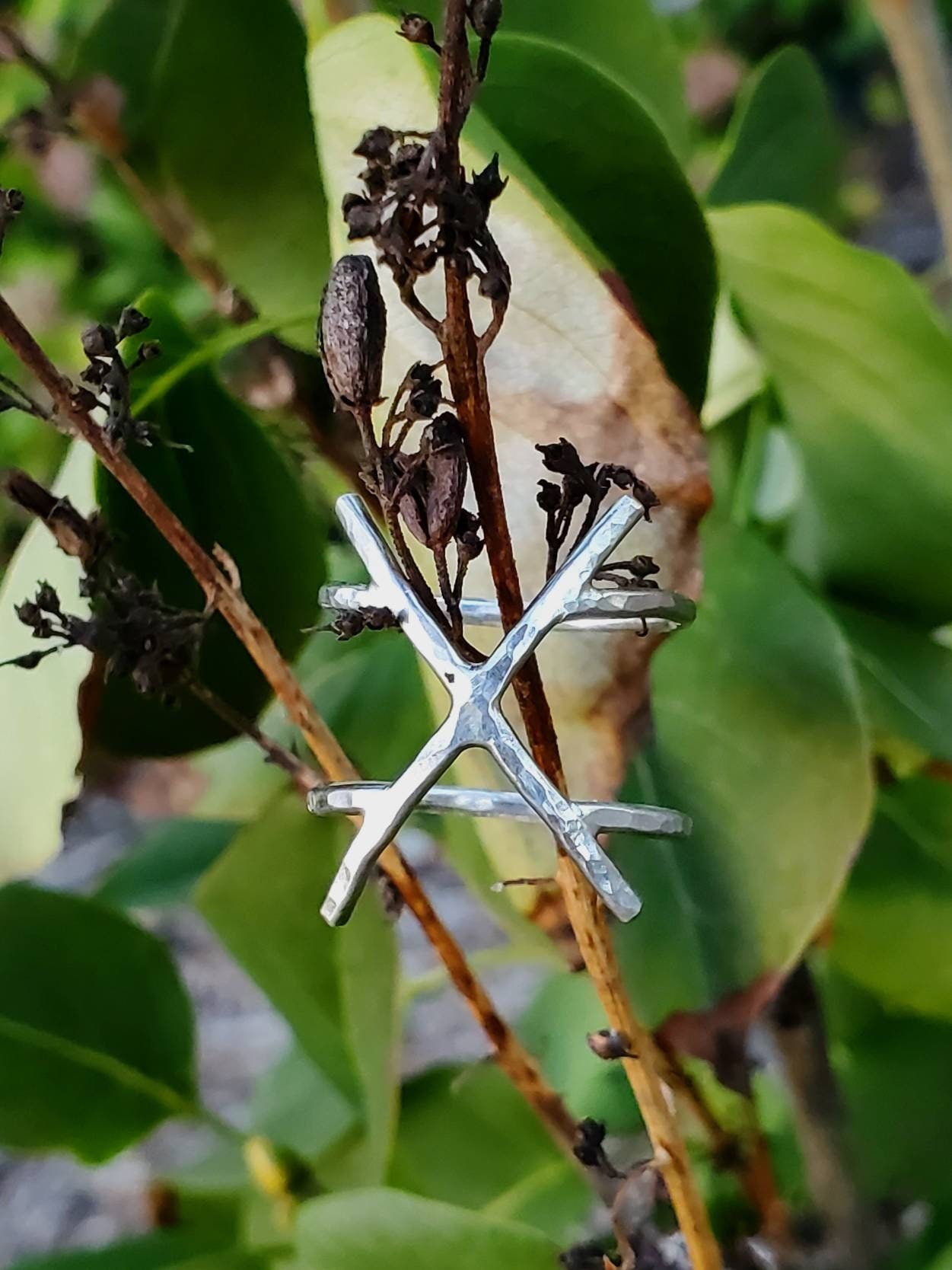 Gebo Gift Sterling Silver Rune Ring - Love, Generosity, Partnership, Unity, Gift - Elder Futhark Runes - Made to Order