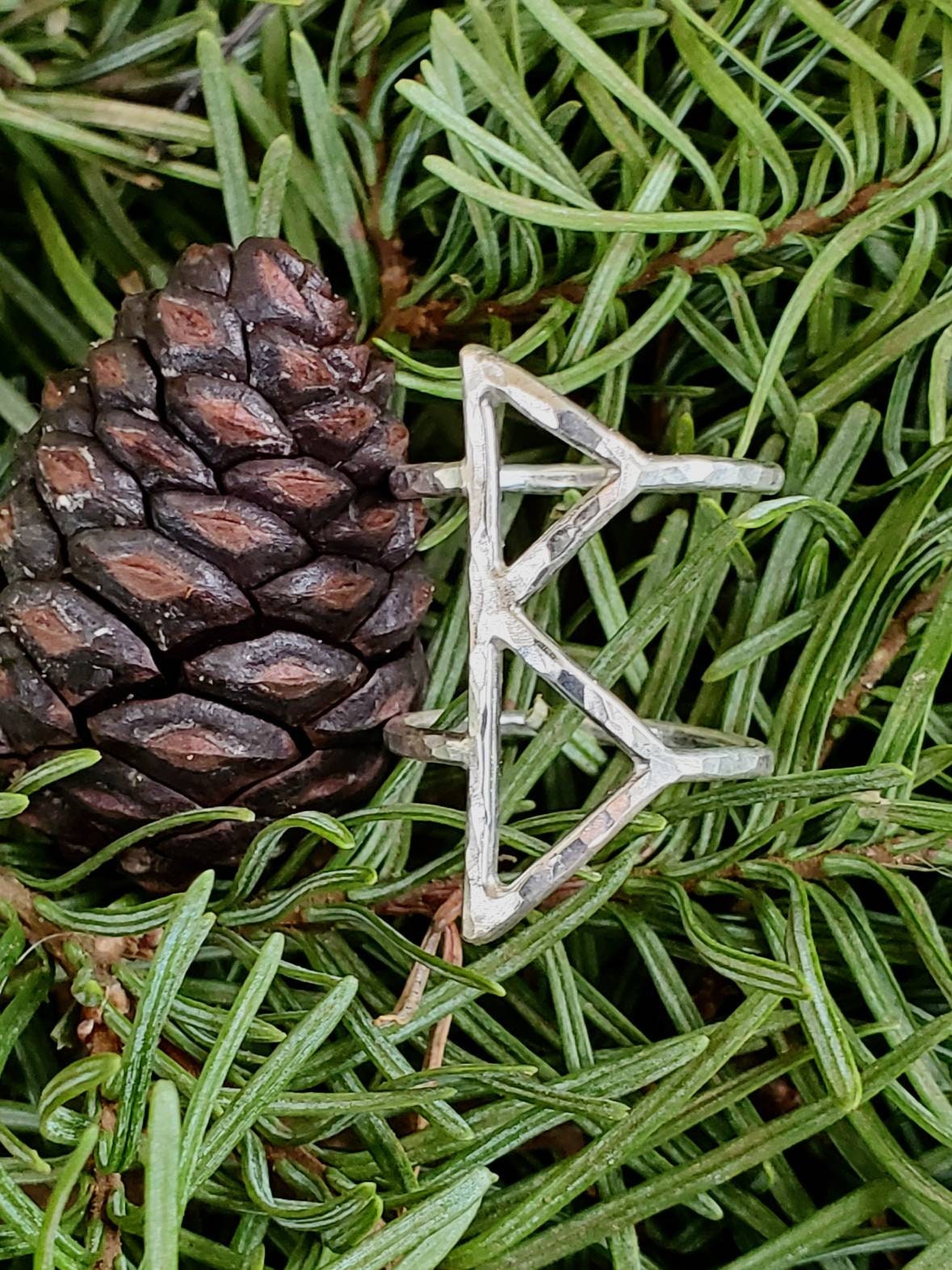 Berkano Berkana Sterling Silver Rune Ring - Healing, Rebirth, Growth - Elder Futhark Runes - Made to Order