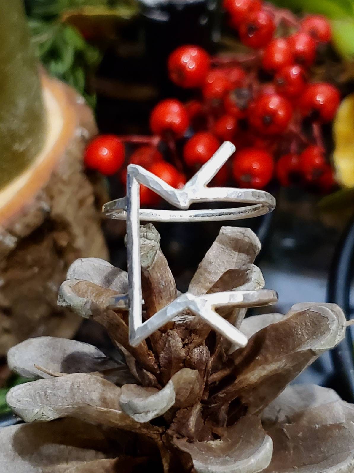 Pertho Perthro Sterling Silver Rune Ring - Luck, Chance, The Unknown - Elder Futhark Runes - Made to Order