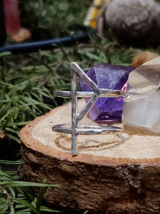 Wunjo Rune Sterling Silver Ring - Joy, Self Esteem, Boundaries - Elder Futhark Runes - Made to Order