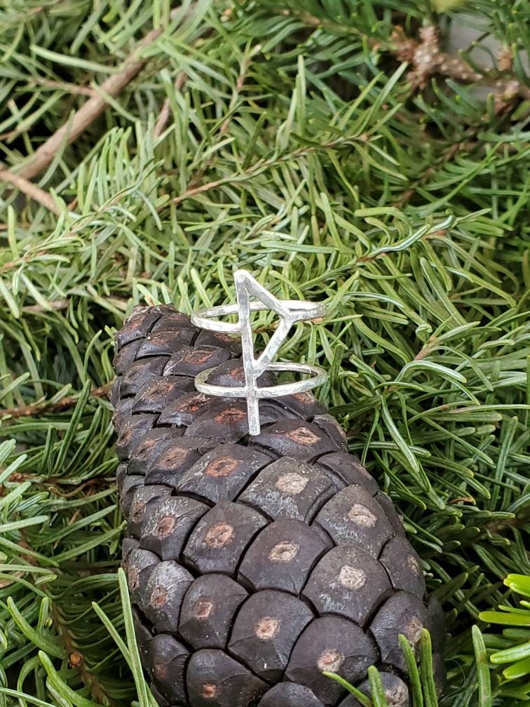 Wunjo Rune Sterling Silver Ring - Joy, Self Esteem, Boundaries - Elder Futhark Runes - Made to Order