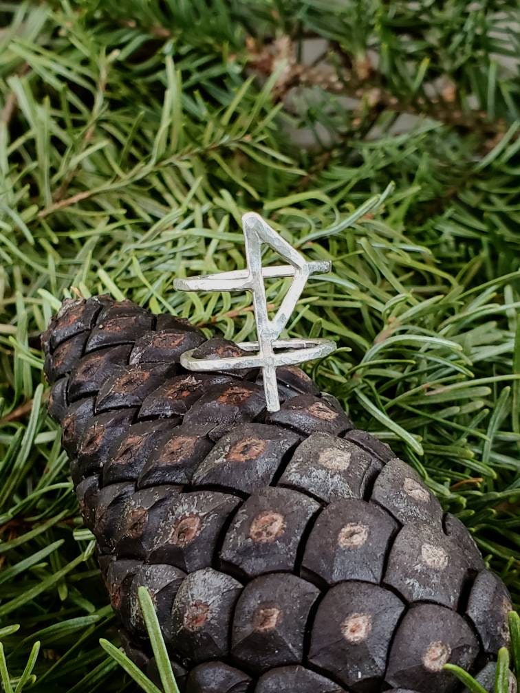 Wunjo Rune Sterling Silver Ring - Joy, Self Esteem, Boundaries - Elder Futhark Runes - Made to Order