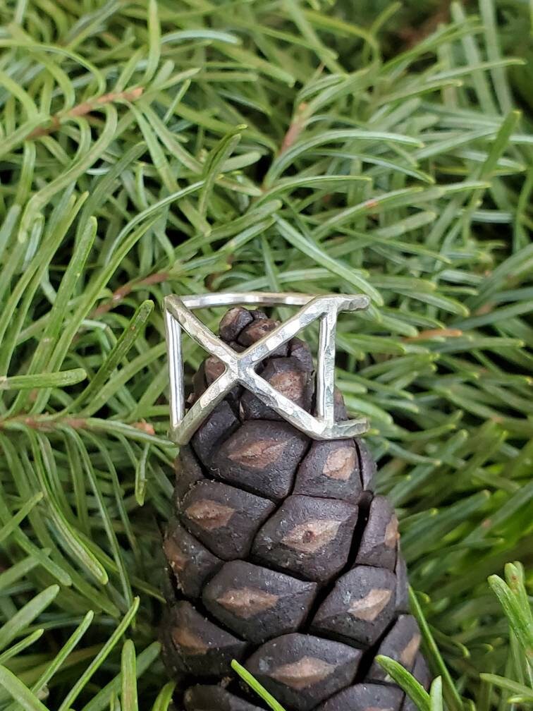 Dagaz Sterling Silver Rune Ring - Dawning, Breakthroughs, New Beginnings - Elder Futhark Runes - Made to Order