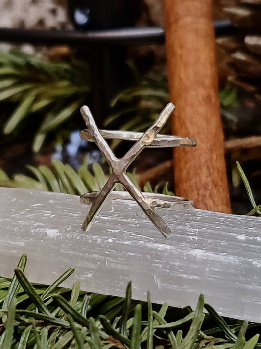 Gebo Gift Sterling Silver Rune Ring - Love, Generosity, Partnership, Unity, Gift - Elder Futhark Runes - Made to Order